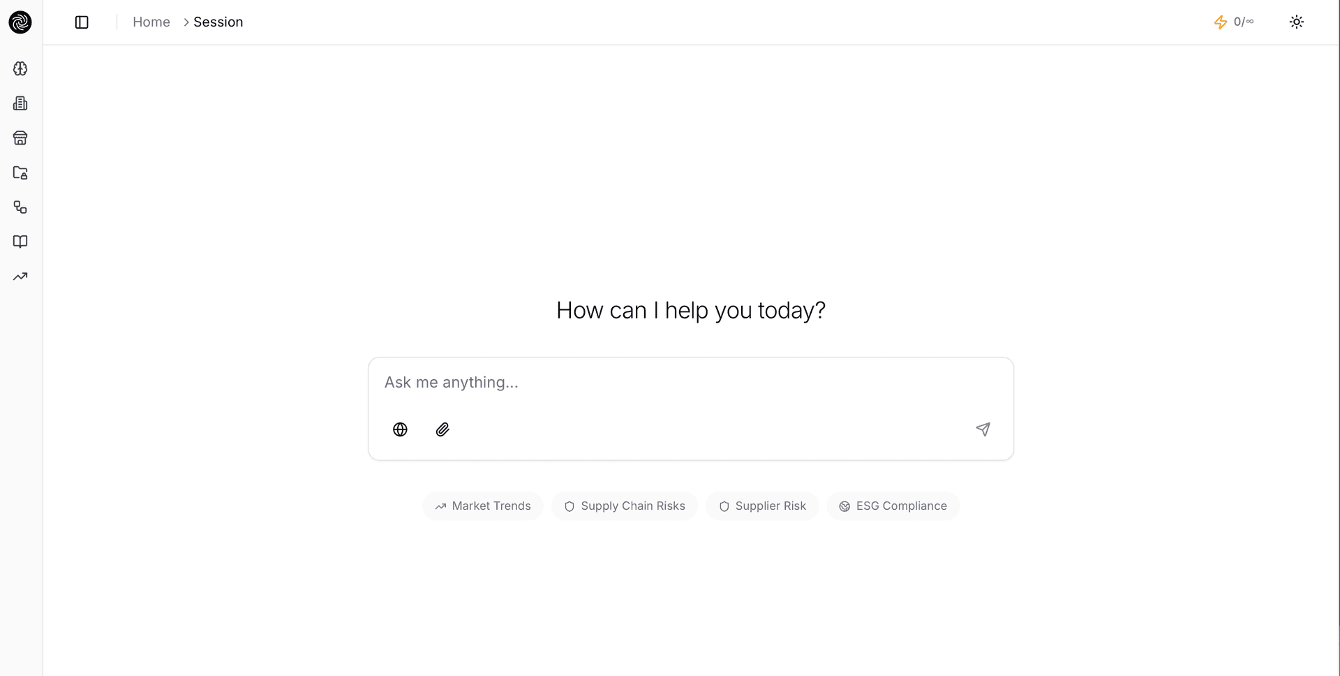 Start a sourcing session interface preview